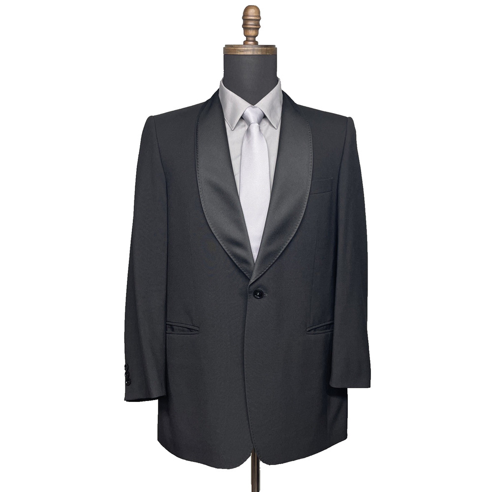 Vintage A Vordemfelde Pierre Plus Black Wool Tuxedo Jacket Shawl Collar Men 42R